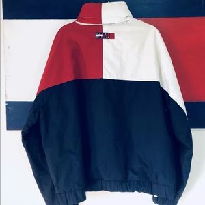 vintage tommy hilfiger colorblock competition hoodie jacket